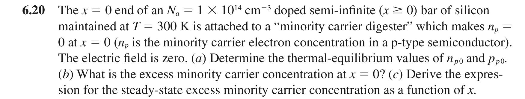 Solved 20 The x=0 end of an Na=1×1014 cm−3 doped | Chegg.com