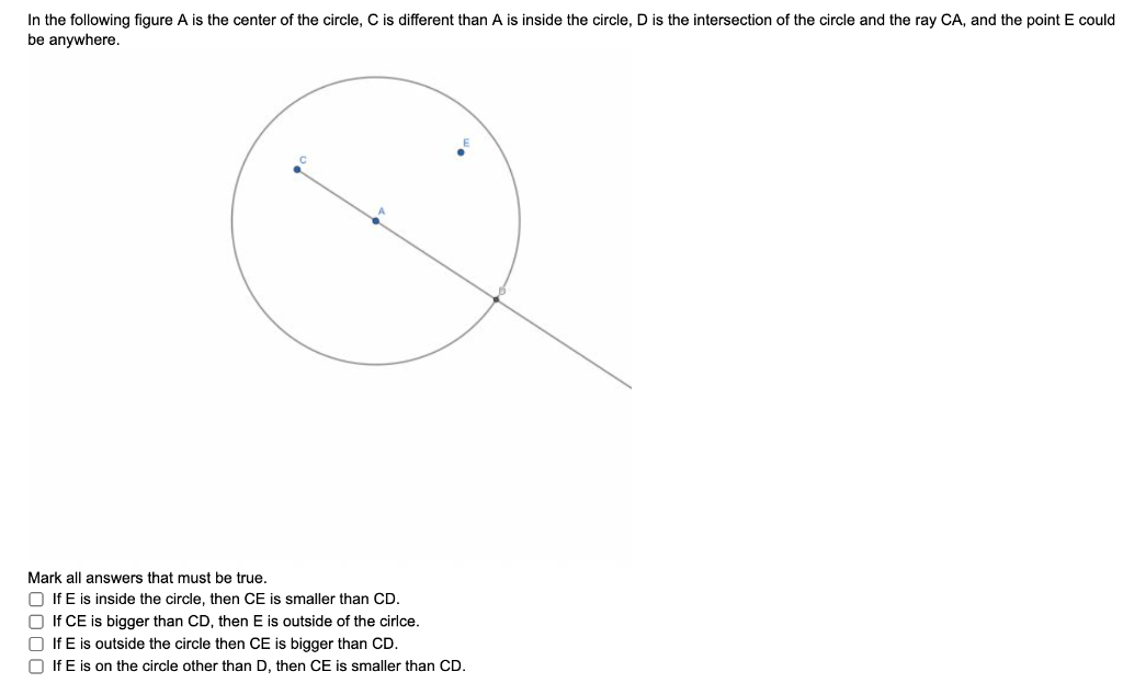 Solved In the following figure A is the center of the | Chegg.com