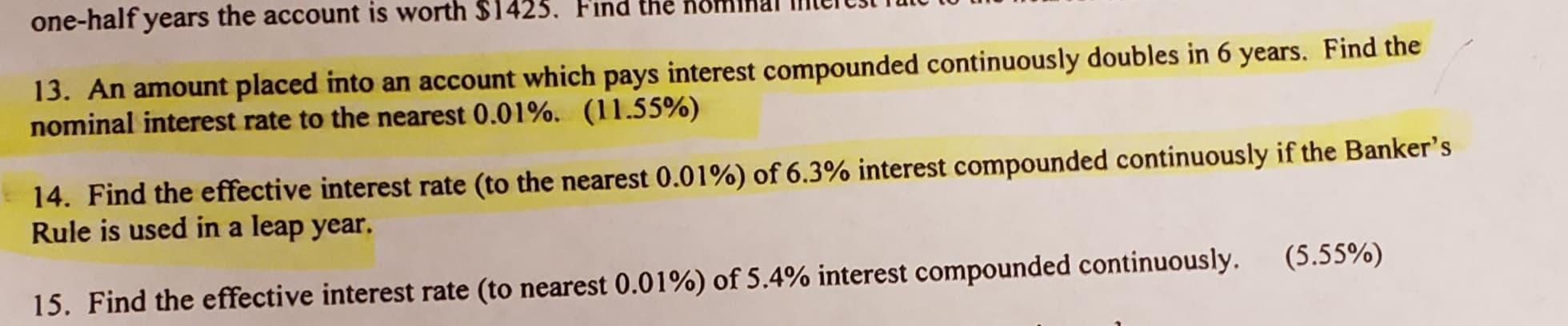 Solved Answer to #13 is 11.55% Answer to #14 is 6.61% I NEED | Chegg.com
