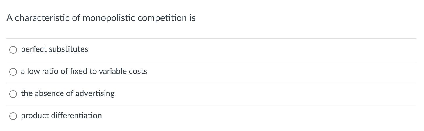 Solved One difference between perfect competition and | Chegg.com