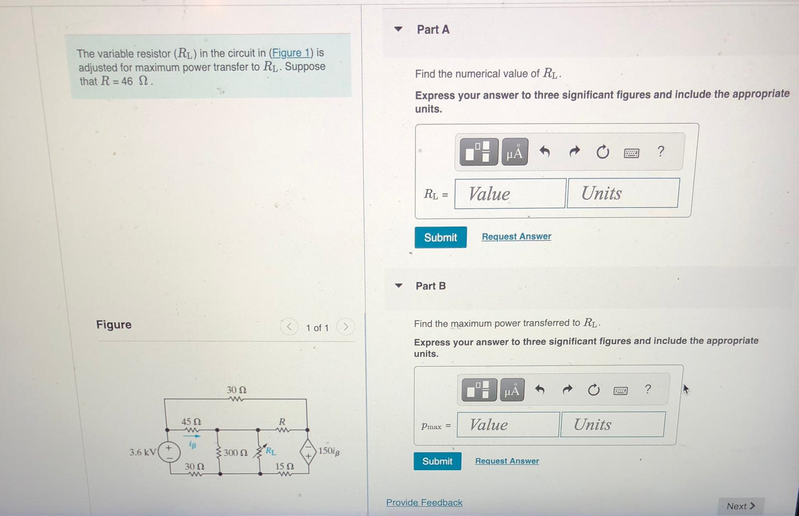 Solved The variable resistor (RL) in the circuit in (Figure