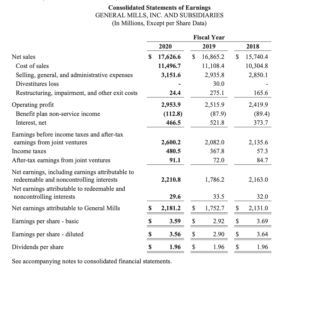 General Mills Financial Statements