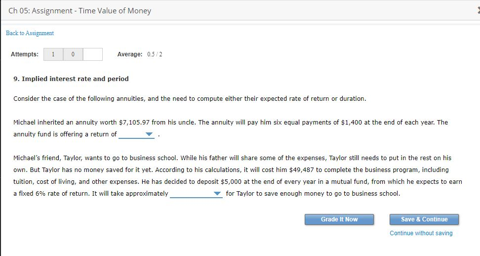 Solved Ch 05: Assignment - Time Value of Money Back to | Chegg.com