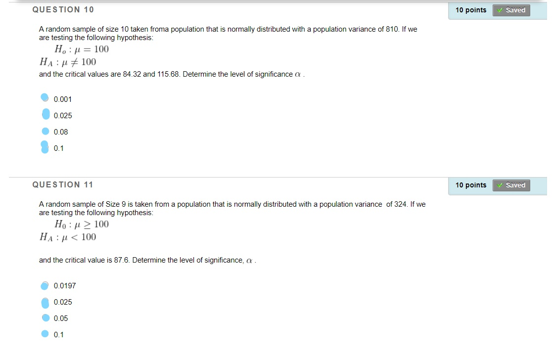 Solved QUESTION 10 10 points Saved A random sample of size | Chegg.com