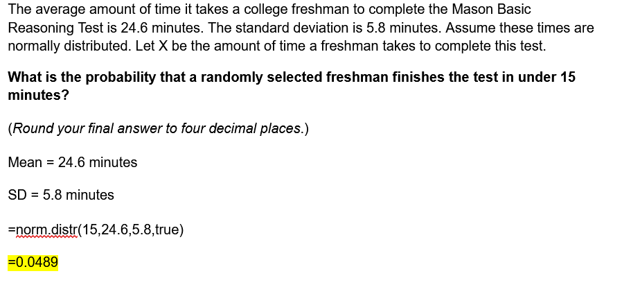 Solved The average amount of time it takes a college | Chegg.com