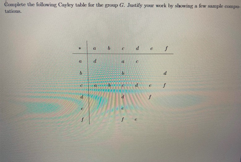 Solved Complete The Following Cayley Table For The Group G. | Chegg.com