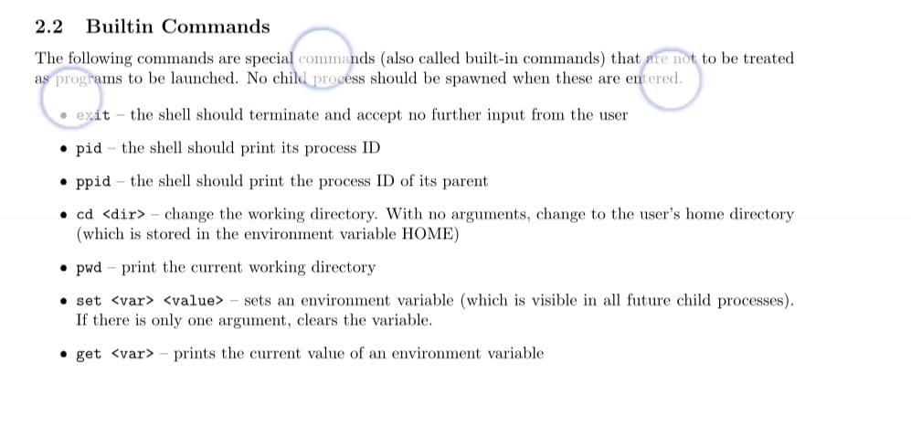 Solved 2.2 Builtin Commands The Following Commands Are | Chegg.com