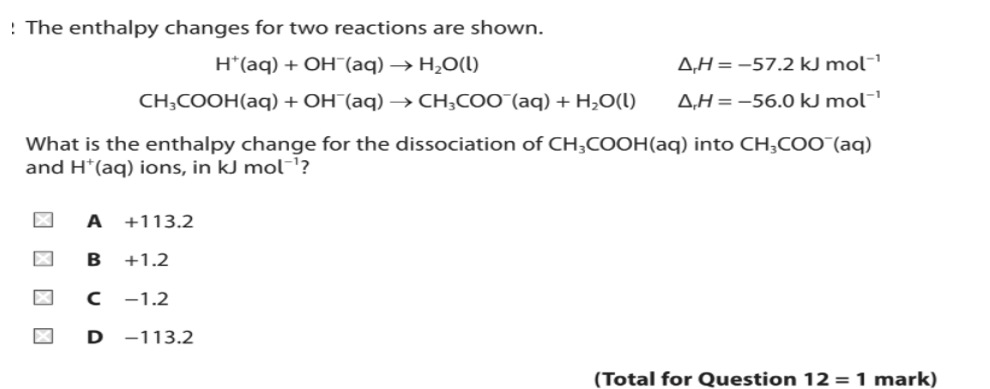 Solved ! The enthalpy changes for two reactions are shown. | Chegg.com