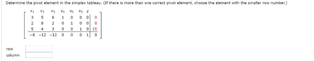 solved-determine-the-pivot-element-in-the-simplex-tableau-chegg