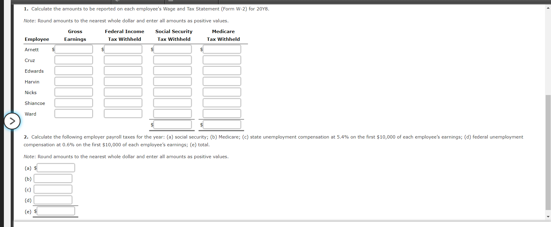 Solved Wage and Tax Statement Data on Employer FICA Tax