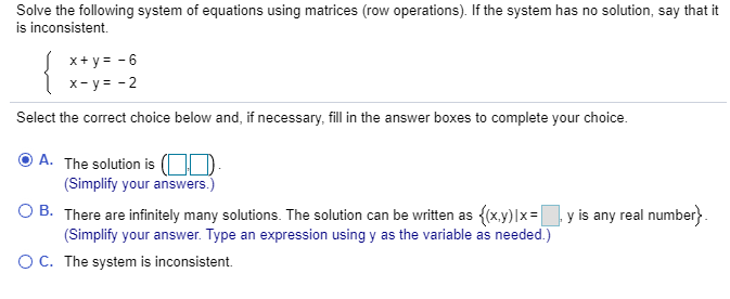 Solved Solve the following system of equations using | Chegg.com