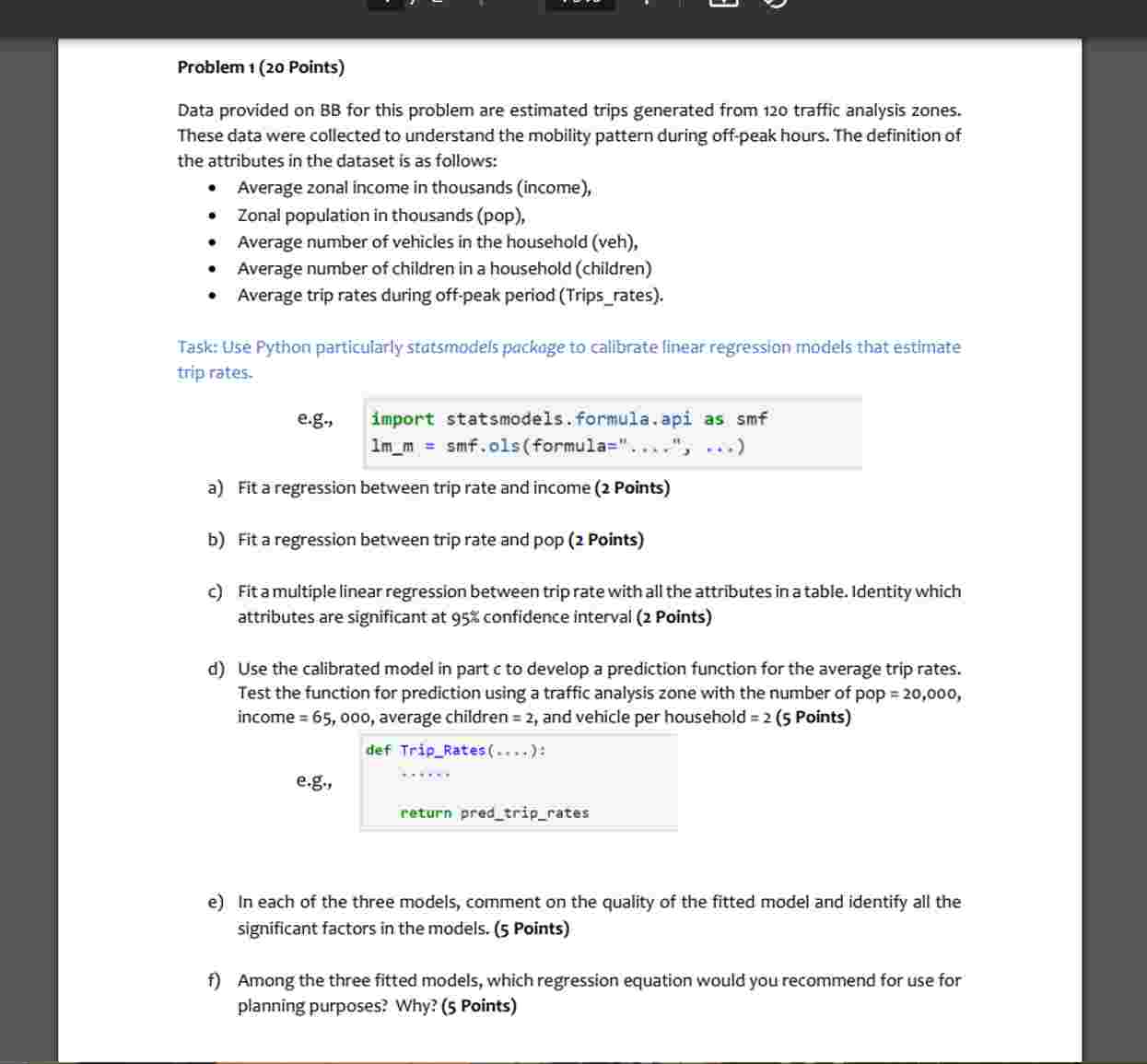 Solved Problem 1 ﻿Data provided on BB for this problem are | Chegg.com