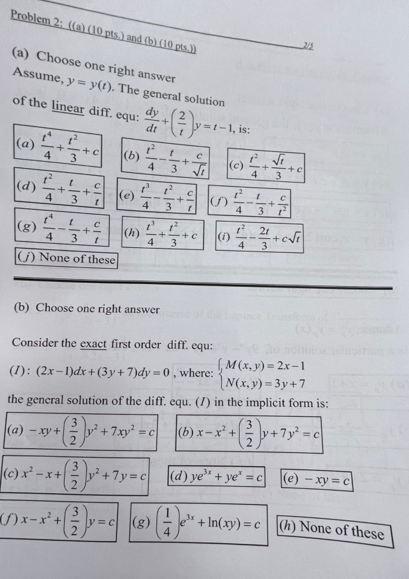 Solved (roblem 2: ((a) (10 Pts.) And (b) (10pts)) (a) Choose | Chegg.com