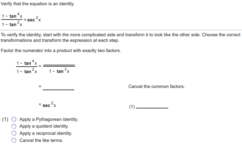 Solved Verify That The Equation Is An Identity. Sec? 1 - | Chegg.com