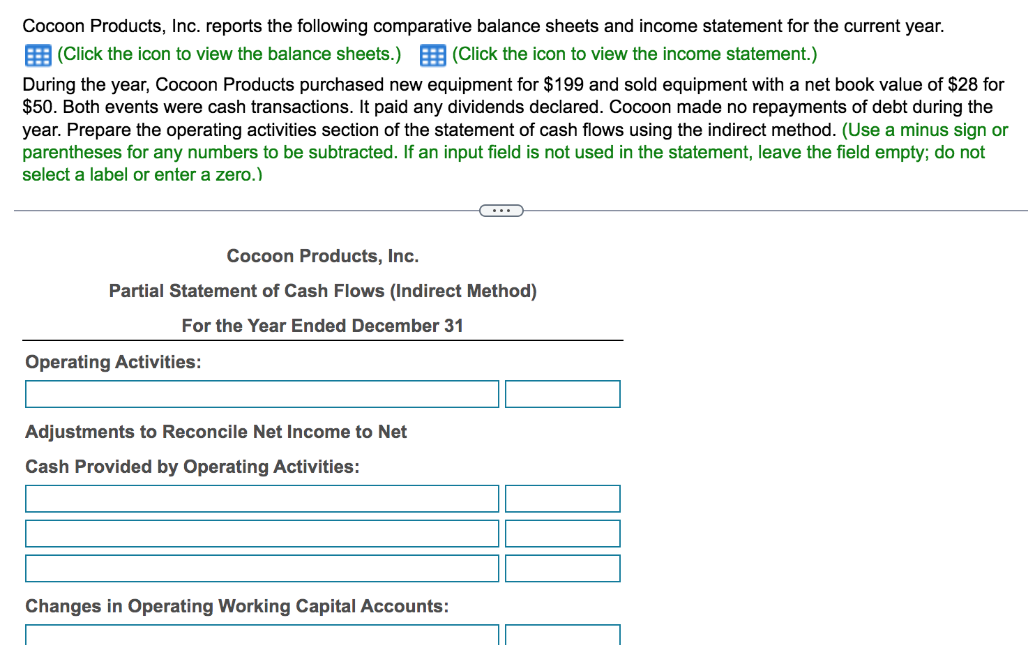 Solved Cocoon Products, Inc. reports the following | Chegg.com