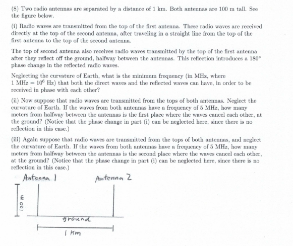 Solved 8 Two Radio Antennas Are Separated By A Distance Chegg Com