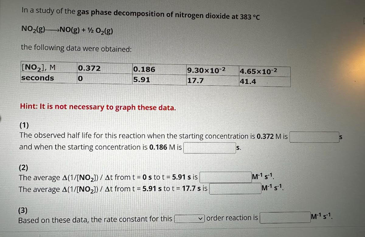 Solved In a study of the gas phase decomposition of nitrogen | Chegg.com