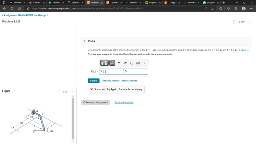 Solved Determine The Magnitude Of The Projected Component Of | Chegg.com