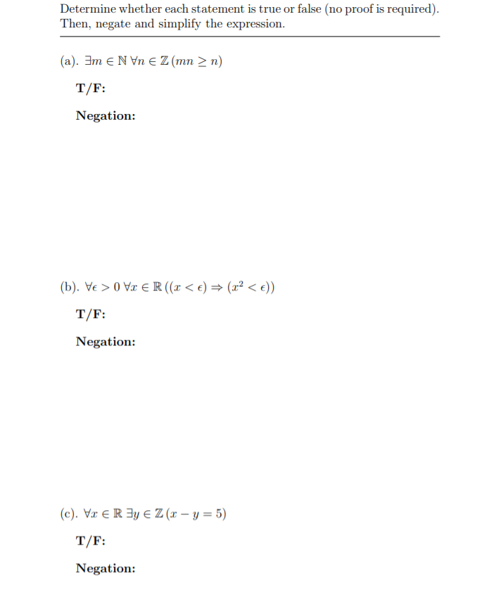 Solved Determine whether each statement is true or false (no | Chegg.com