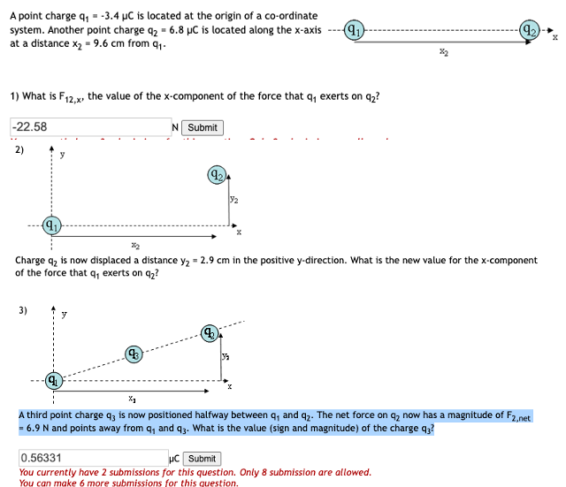 Solved A point charge 41--3.4 C is located at the origin of | Chegg.com