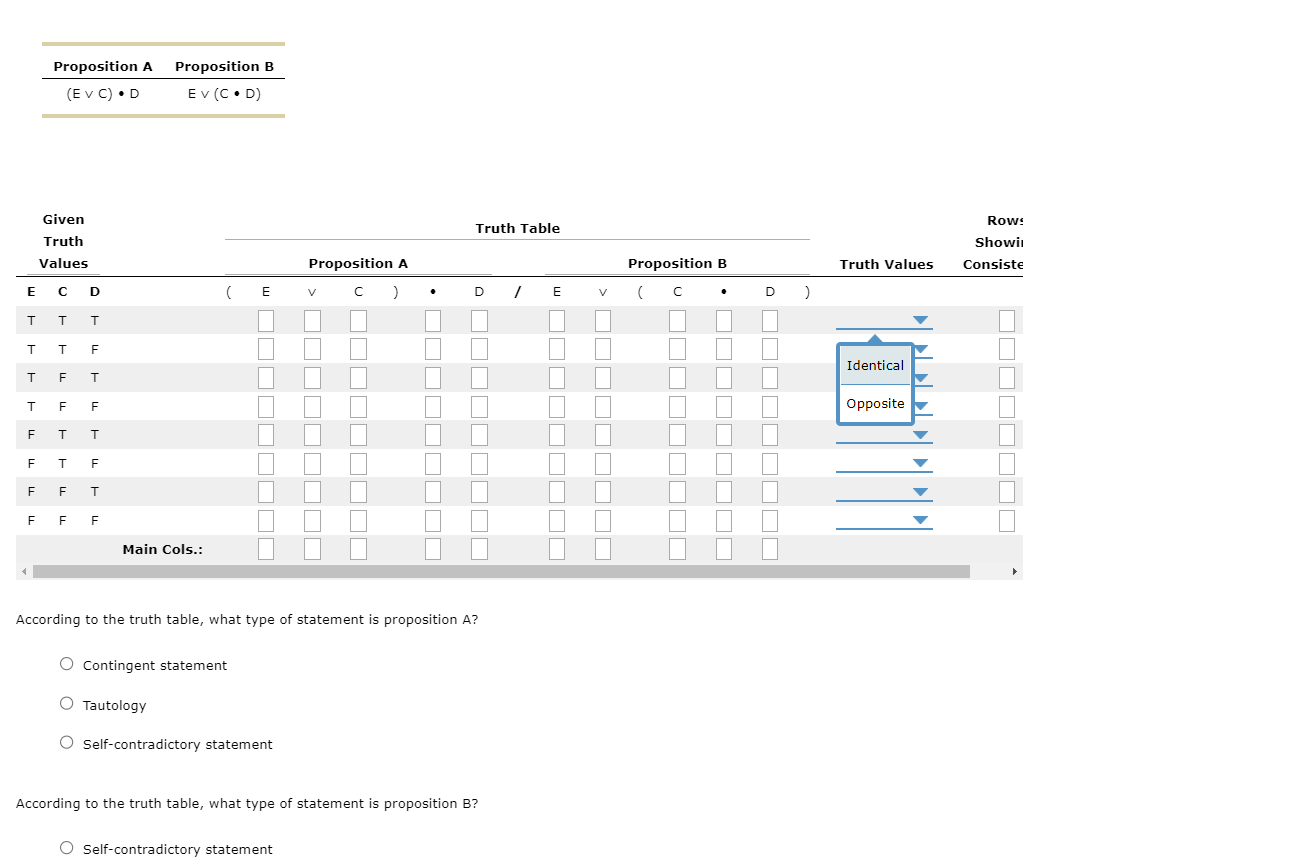 According To The Truth Table, What Type Of Statement | Chegg.com