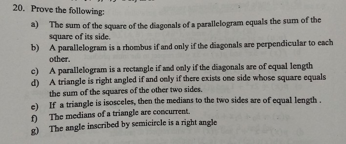 Solved 20. Prove the following: a) The sum of the square of | Chegg.com