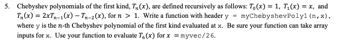 5 Chebyshev Polynomials Of The First Kind Ty X