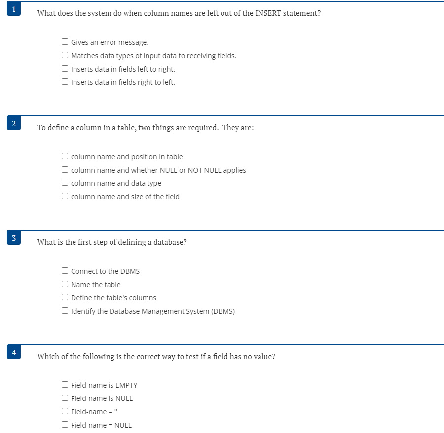 Solved What Does The System Do When Column Names Are Left Chegg