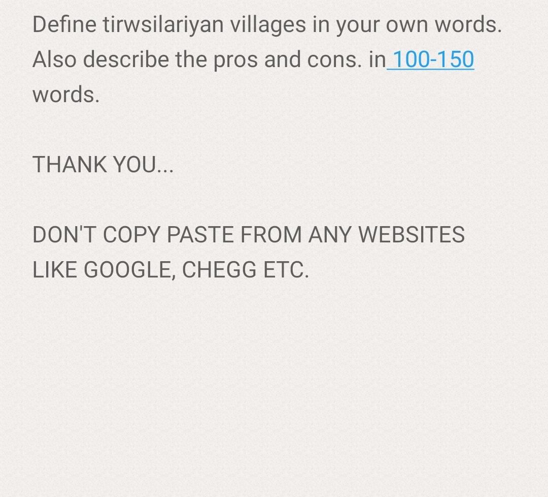 Solved Define Tirwsilariyan Villages In Your Own Words A Chegg Com