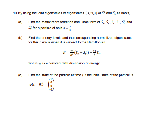 Solved 10 By Using The Joint Eigenstates Of Eigenstates Chegg Com