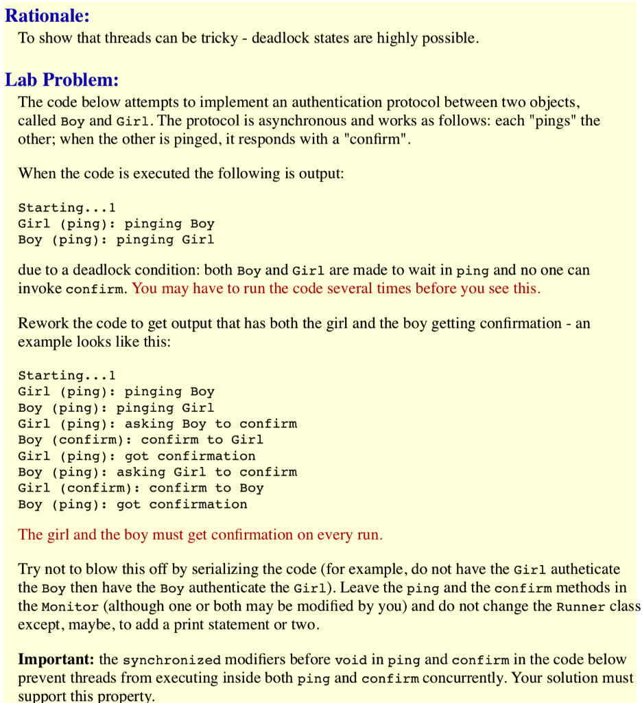 Solved Rationale: To show that threads can be tricky - | Chegg.com