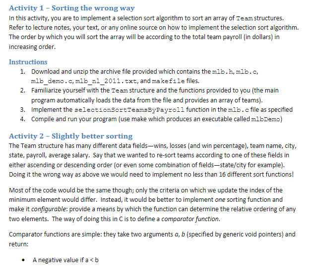 Solved Activity 1 - Sorting the wrong way In this activity, | Chegg.com