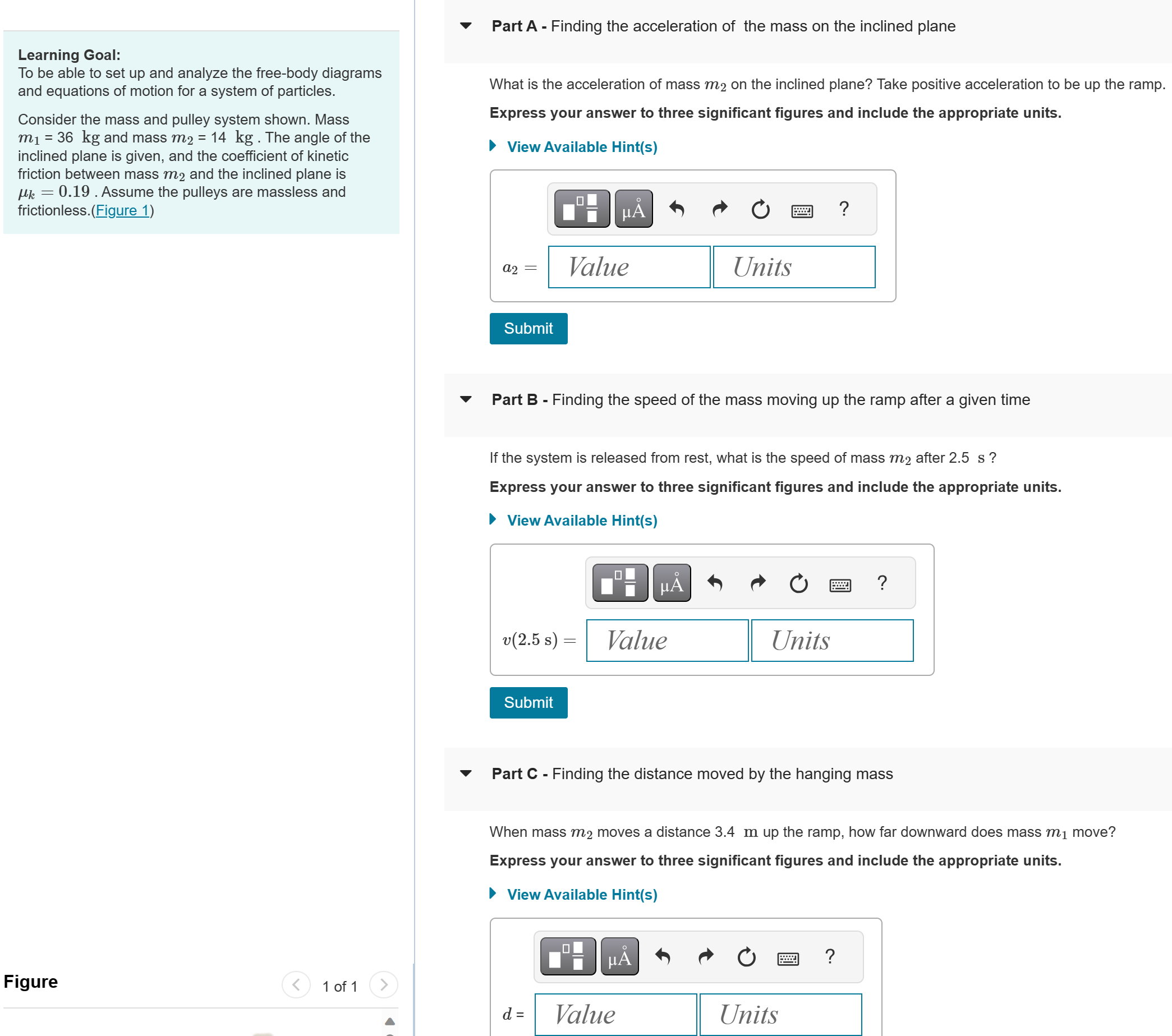 Solved Part A - Finding The Acceleration Of The Mass On The | Chegg.com