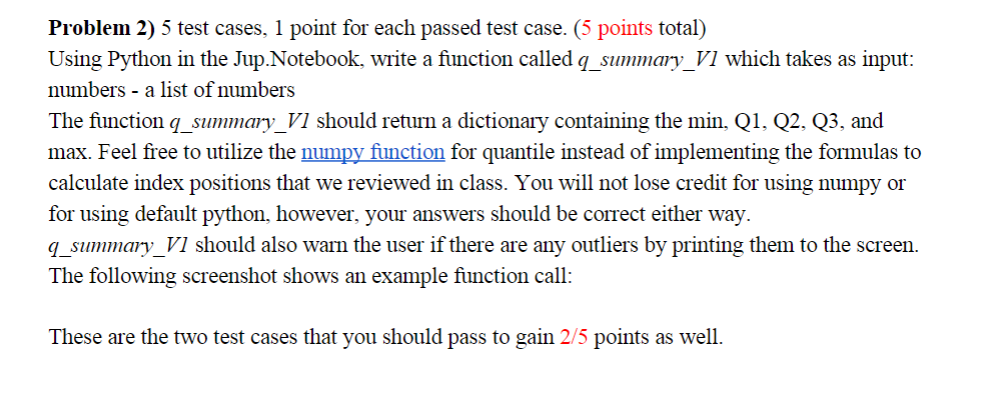 python python test 1 of 5 https: Images High... Problem 2) 5 test cases, 1 point for each passed test | Chegg.com