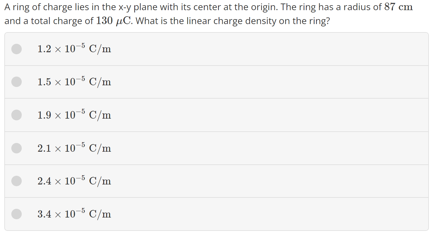 Solved A ring of charge lies in the x−y plane with its | Chegg.com