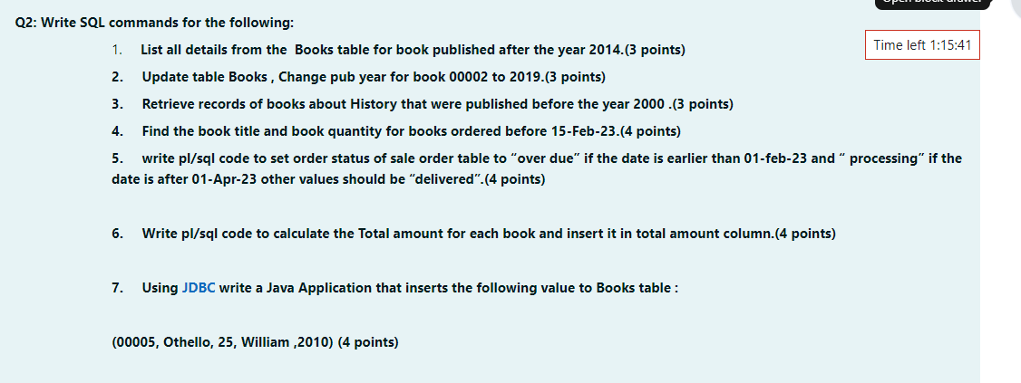 Solved Q2: Write SQL commands for the following:List all | Chegg.com