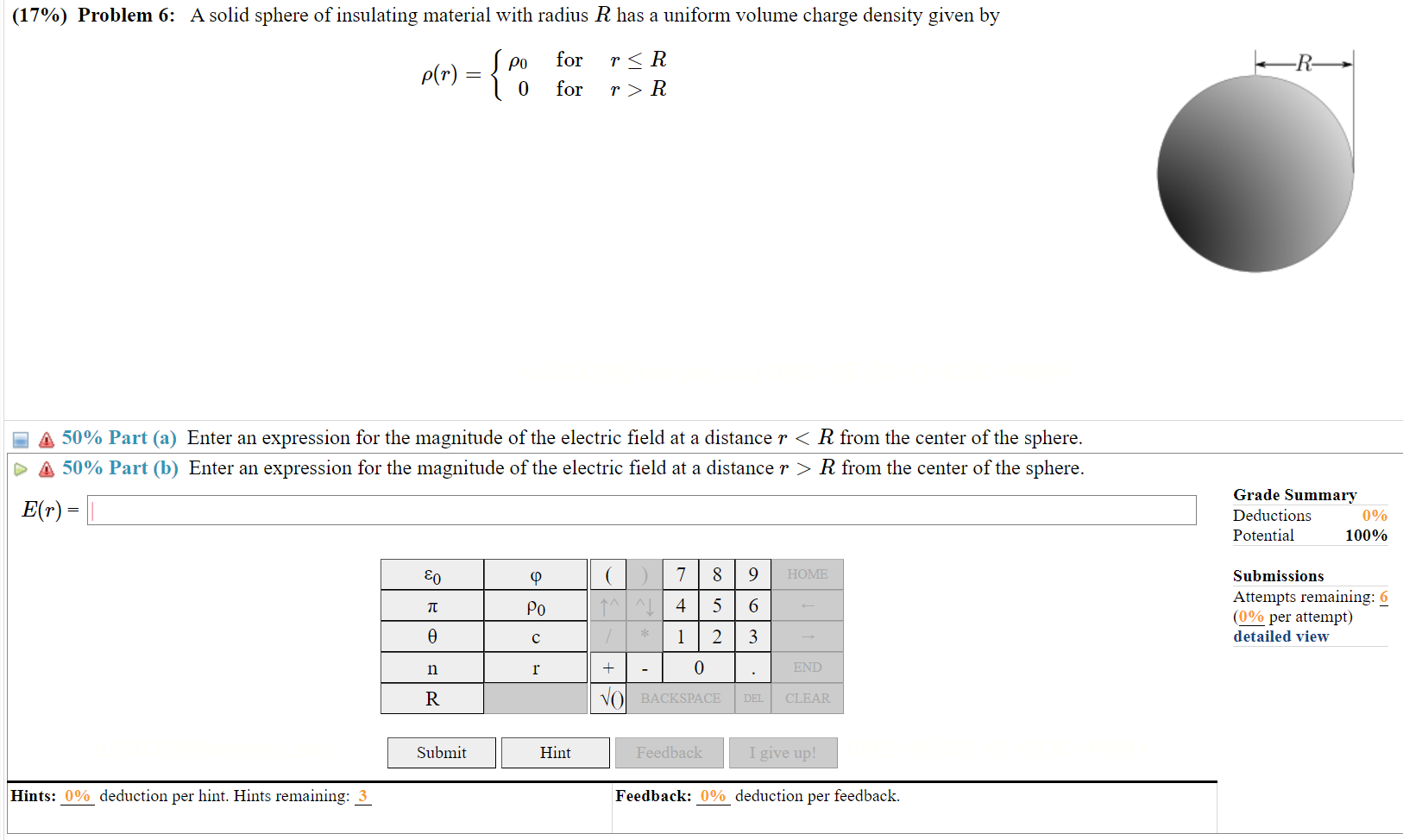 Solved (20%) ﻿Problem 3: Three charges are placed at the | Chegg.com
