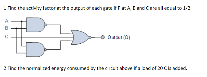 Solved 1 Find the activity factor at the output of each gate | Chegg.com