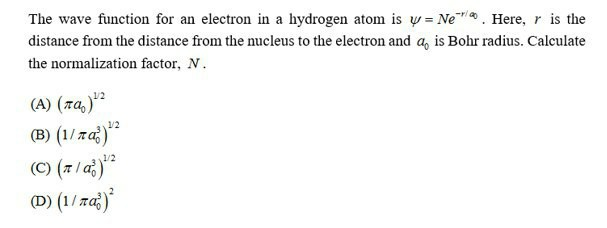 Solved The wave function for an electron in a hydrogen atom | Chegg.com