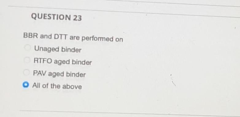 Solved QUESTION 5 RV is performed on Unaged binder RTFO aged | Chegg.com