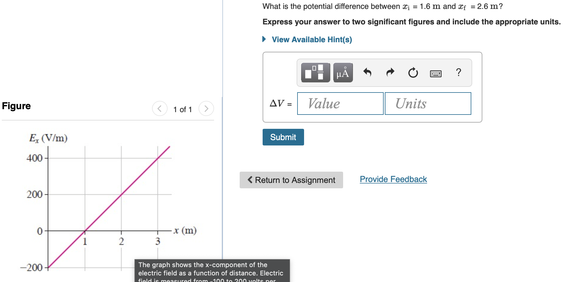 Solved What is the potential difference between xi = 1.6 | Chegg.com