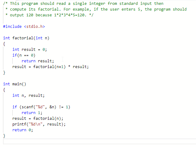 Solved Part 2. factorial. ex-factorial reads an integer from | Chegg.com