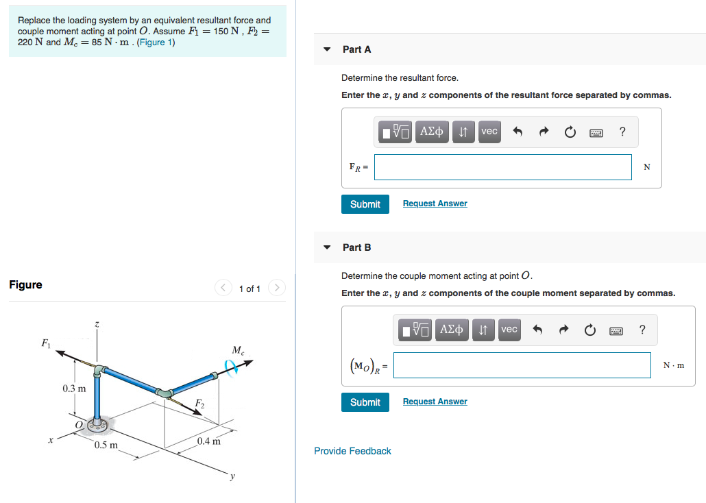 Solved Replace the loading system by an equivalent resultant | Chegg.com