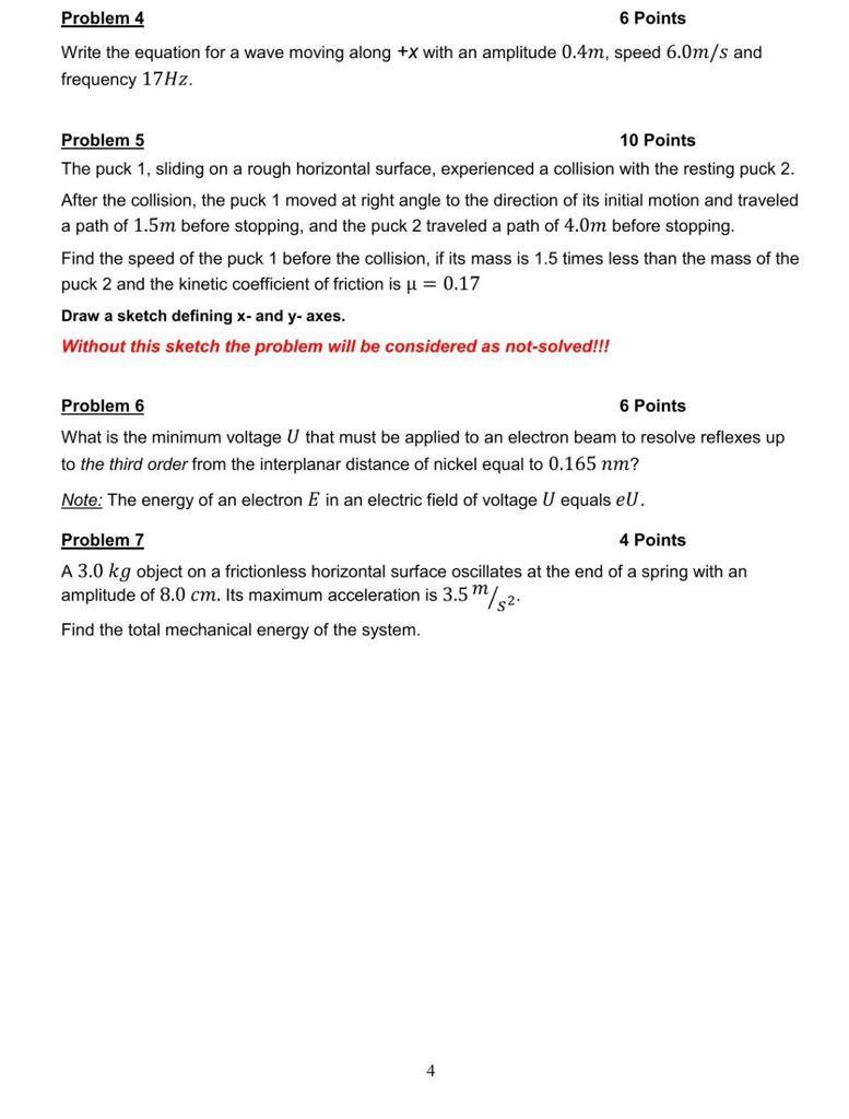 Solved Problem 4 6 Points Write the equation for a wave | Chegg.com