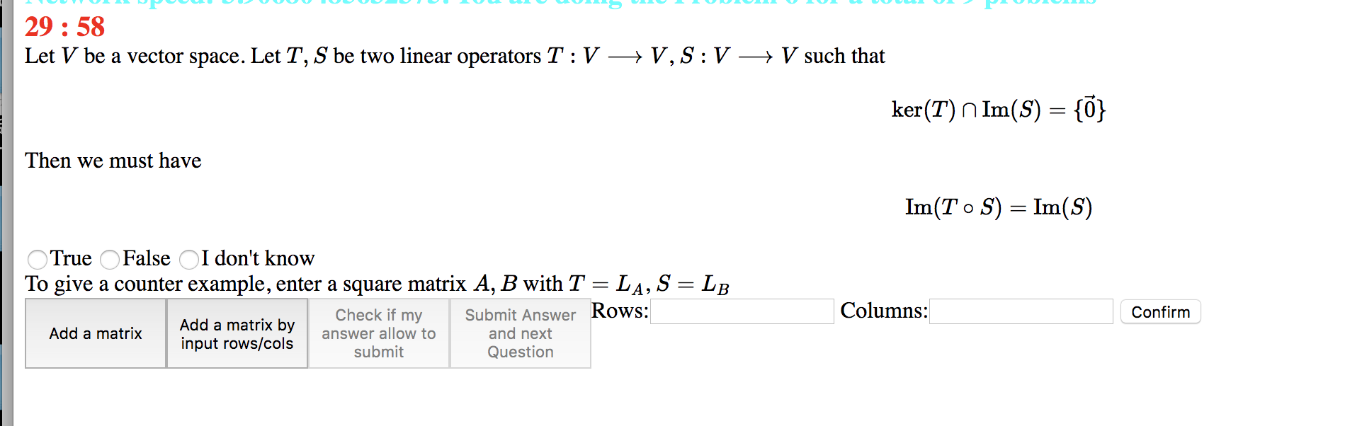 Solved 29 58 Let V Be A Vector Space Let T S Be Two L Chegg Com