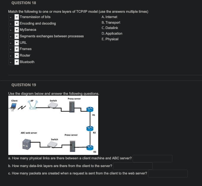 Solved QUESTION 18 Match the following to one or more layers | Chegg.com