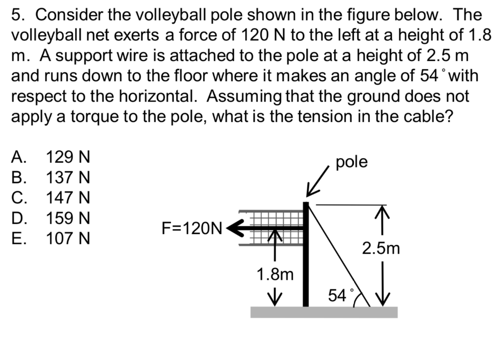 Solved 5. Consider the volleyball pole shown in the figure