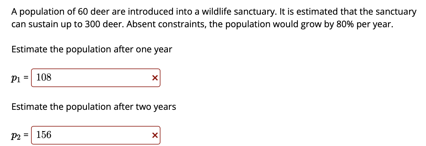 Solved A population of 60 deer are introduced into a | Chegg.com