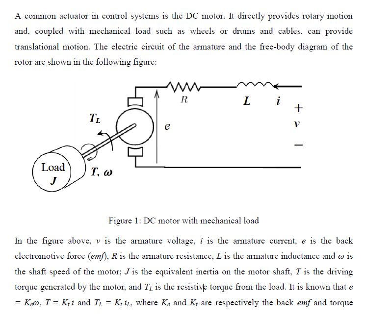 Solved A common actuator in control systems is the DC motor. | Chegg.com