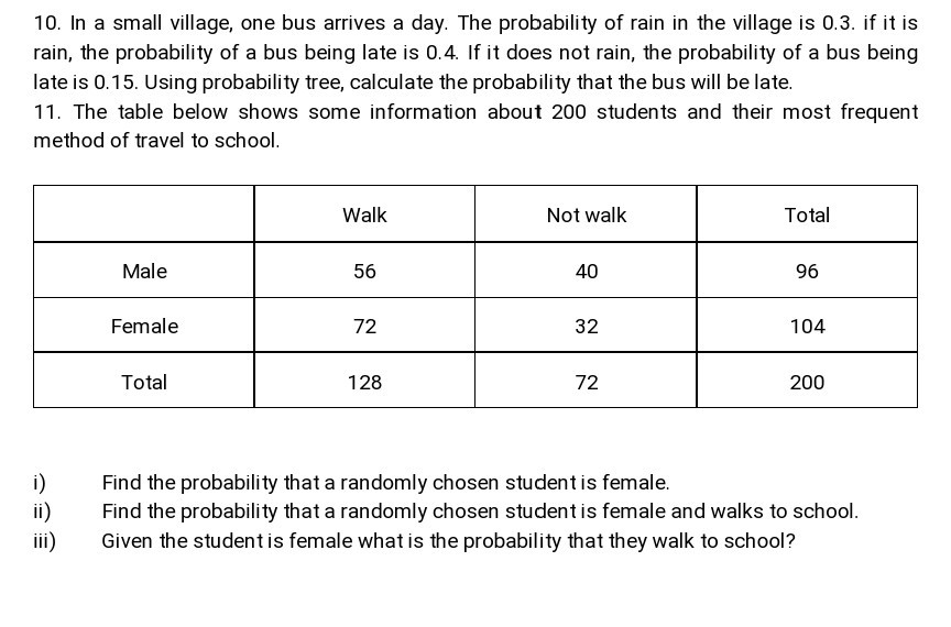 Solved 10. In a small village, one bus arrives a day. The